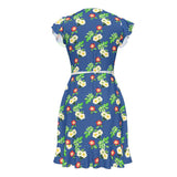 Herringbone Floral Tea Dress - Objet D'Art