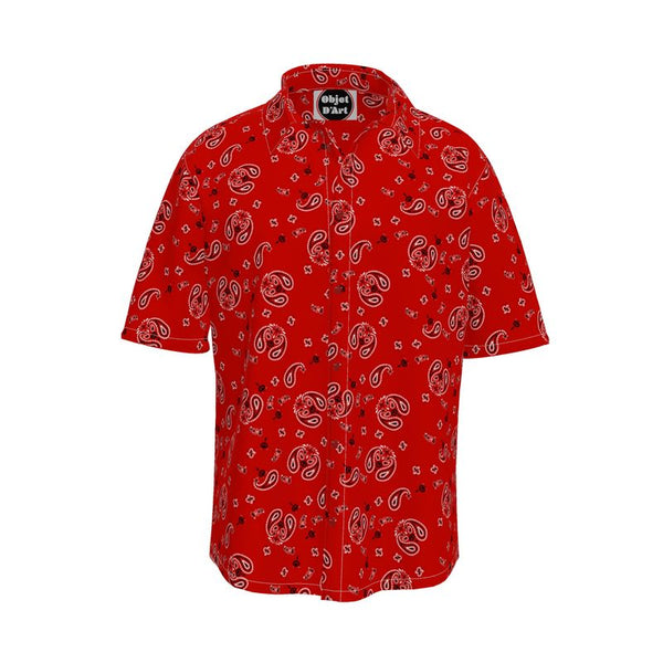 Rustic Paisley Red Short Sleeve Shirt - Objet D'Art