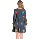 Suns of the Universe Lantern Sleeve Deep V-Neck Short Dress - Objet D'Art