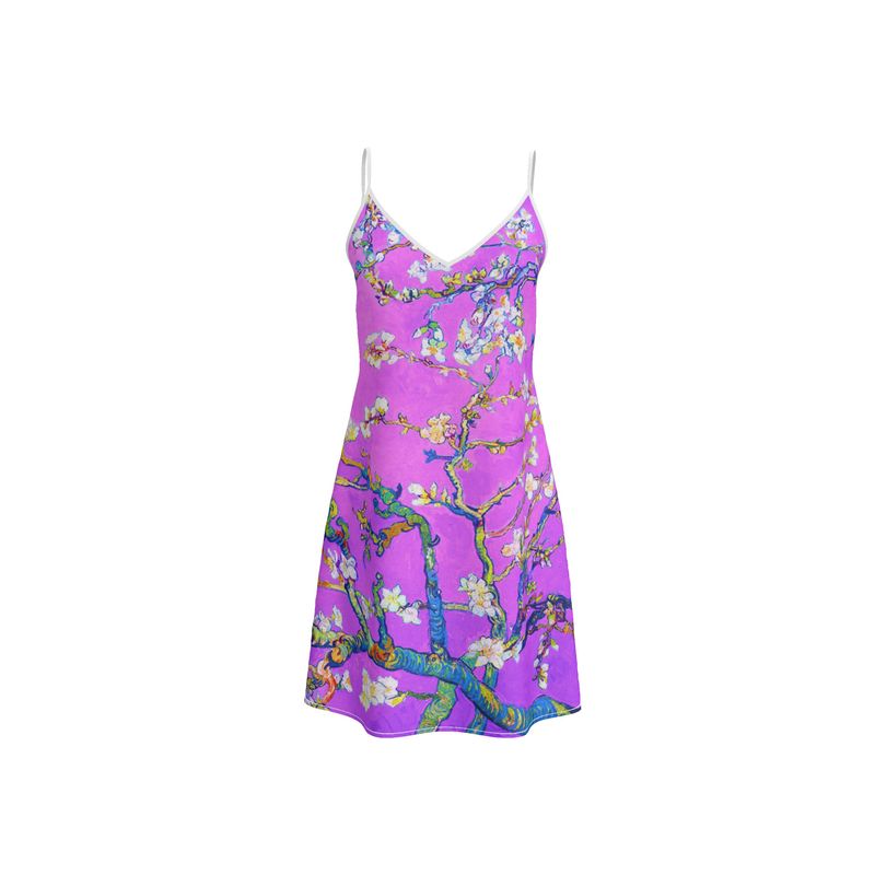 Almond Blossom and Purple Sky Slip Dress - Objet D'Art