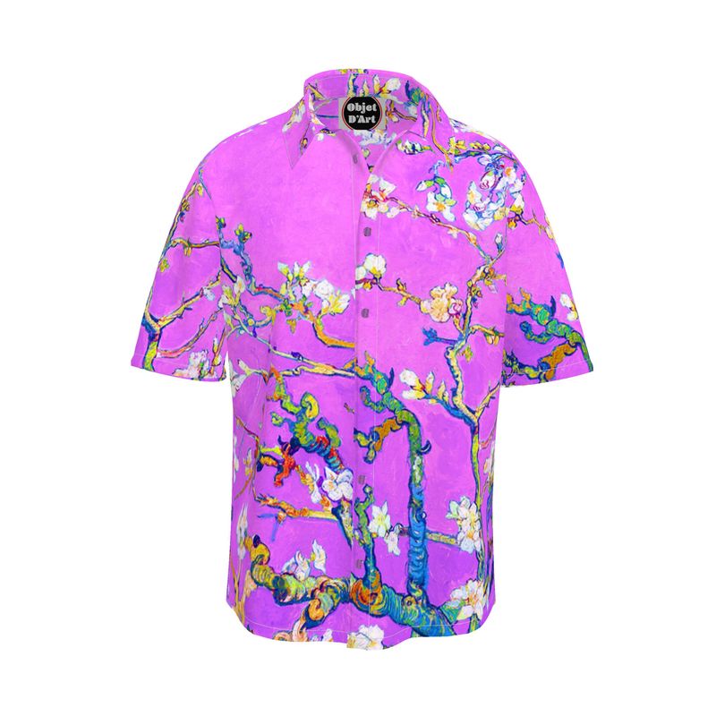 Almond Blossom and Purple Sky Short Sleeve Shirt - Objet D'Art