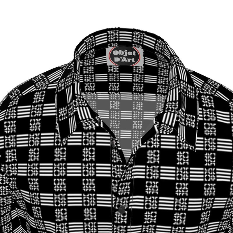 Grid Pattern Short Sleeve Shirt - Objet D'Art