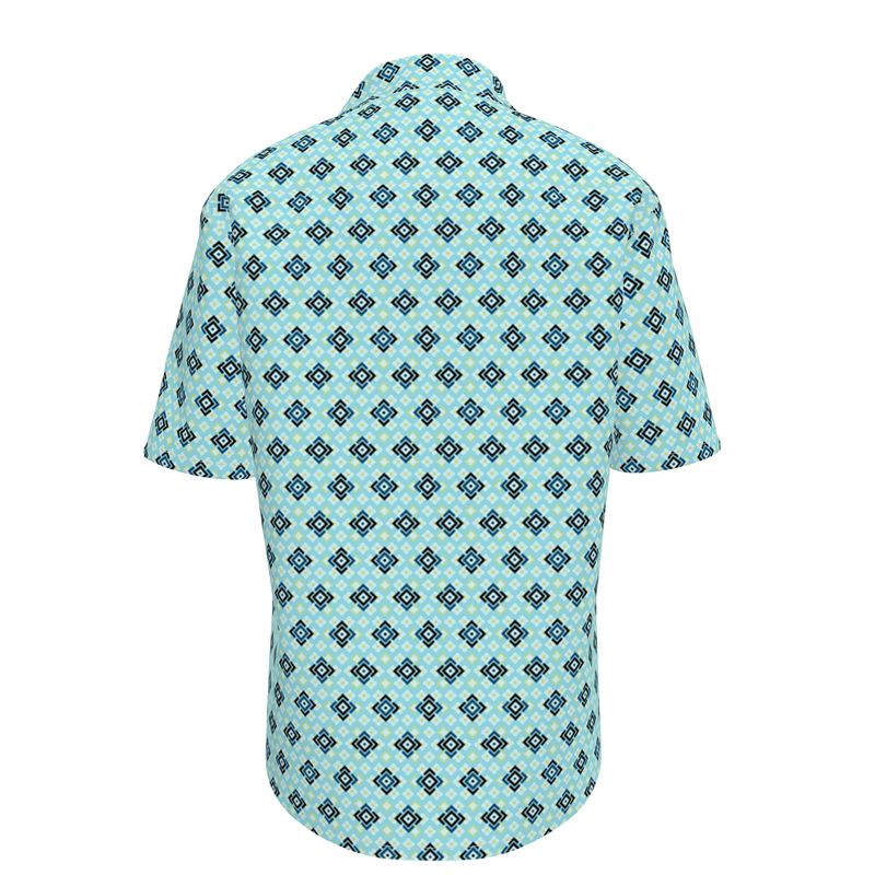 Octagonal Print Short Sleeve Shirt - Objet D'Art