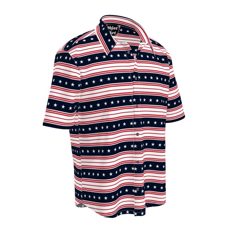 Americana Striped Mens Short Sleeve Shirt - Objet D'Art