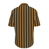 Gold Accented Striped Mens Short Sleeve Shirt - Objet D'Art