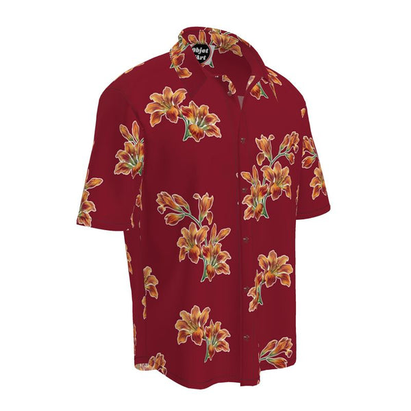 Tiger Lily Floral Mens Short Sleeve Shirt - Objet D'Art