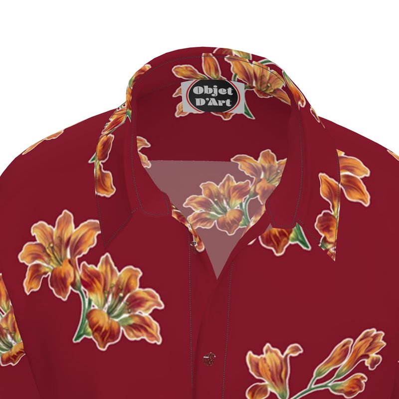Tiger Lily Floral Mens Short Sleeve Shirt - Objet D'Art