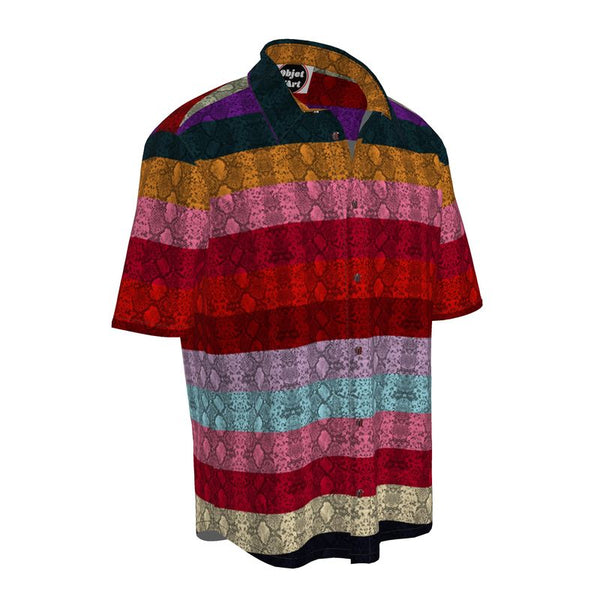 Multicolored Snakeskin Short Sleeve Shirt - Objet D'Art