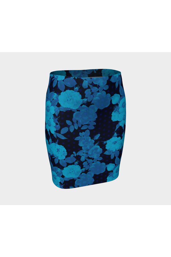 Classic Blue Floral Fitted Skirt - Objet D'Art