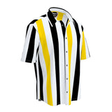 Swallowtail Striped Mens Short Sleeve Shirt - Objet D'Art