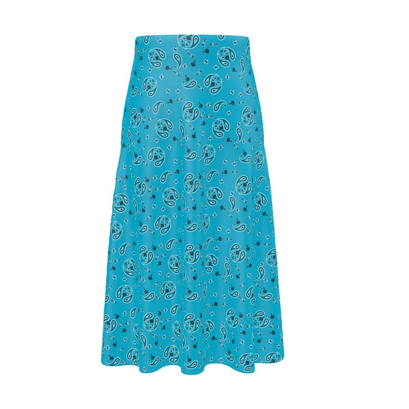 Paisley Blue Midi Skirt - Objet D'Art