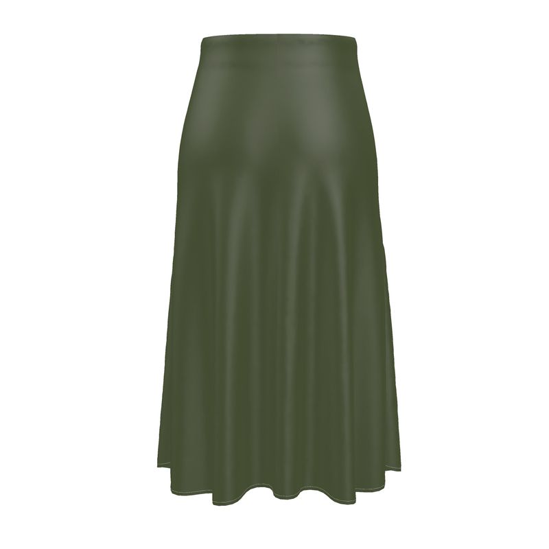 Woodland Green Print Midi Skirt - Objet D'Art