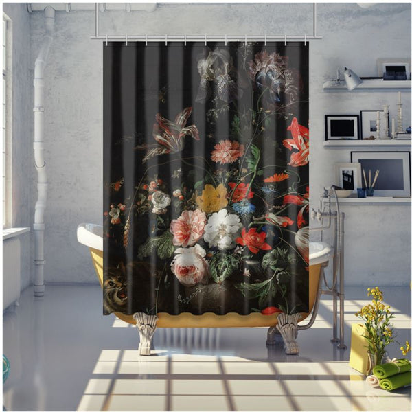 Midnight Bouquet Shower Curtain - Objet D'Art