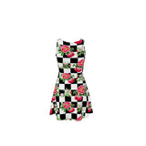 Rose on Checkered Skater Dress - Objet D'Art