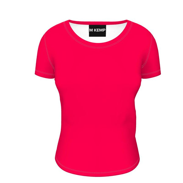 Rose Pink Ladies Scoop Neck T-shirt - Objet D'Art