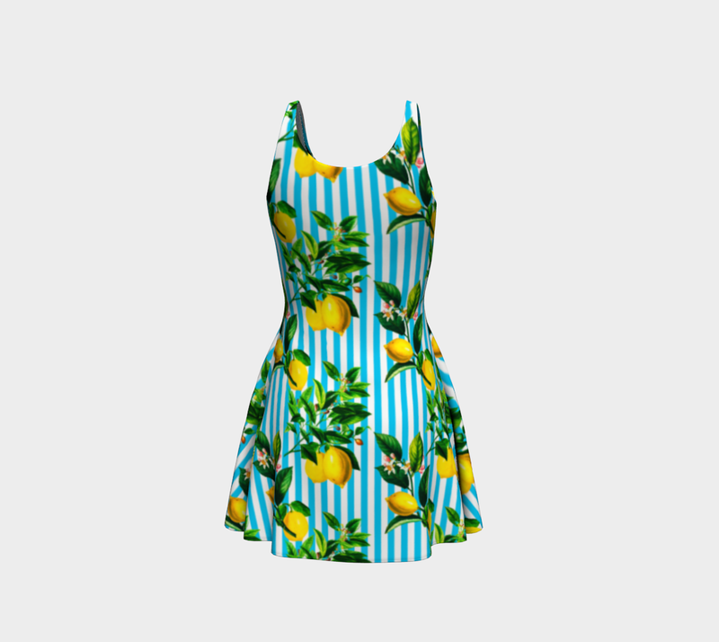 Lemon Stripes Flare Dress - Objet D'Art