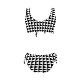black flag print Bow Tie Front Bikini Swimsuit (Model S38) - Objet D'Art