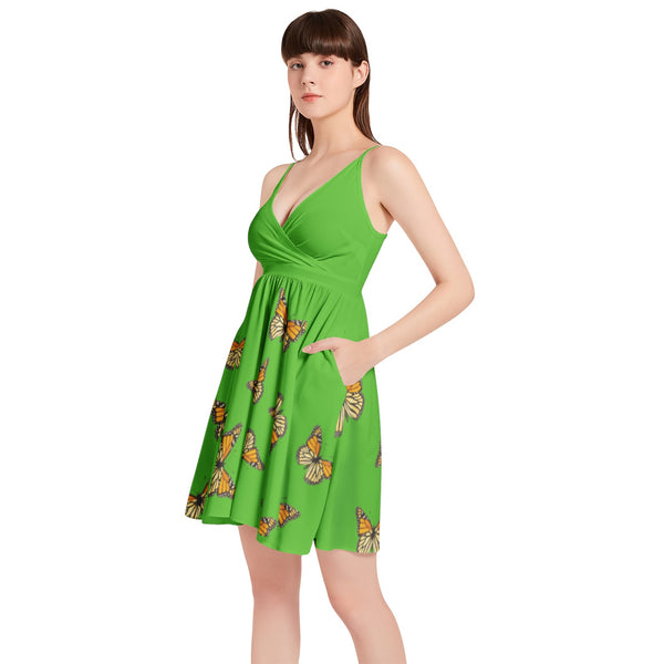 Spaghetti Strap Sleeveless Falred Hem Short Dress - Objet D'Art