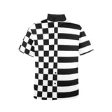 black 2 9k Men's Stand-Up Collar Short Sleeve Shirt - Objet D'Art