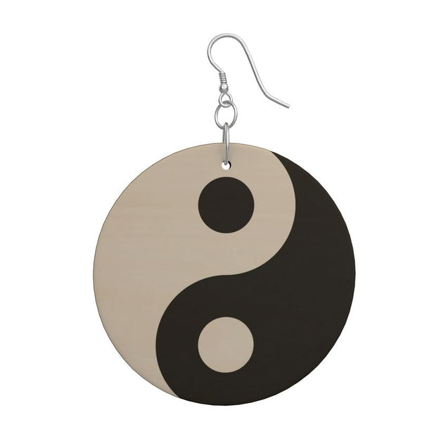 Yin and Yang Wooden Earrings - Objet D'Art