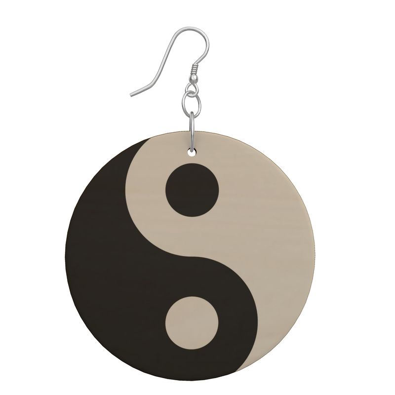 Yin and Yang Wooden Earrings - Objet D'Art