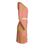 Dark Pink and Green Paisley Wrap Dress - Objet D'Art