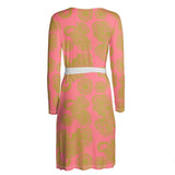 Dark Pink and Green Paisley Wrap Dress - Objet D'Art