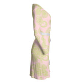 Light Pink and Green Paisley Wrap Dress - Objet D'Art