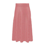 Red Striped Gingham Midi Skirt - Objet D'Art