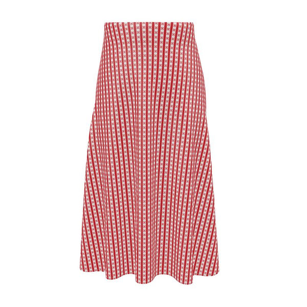Red Striped Gingham Midi Skirt - Objet D'Art
