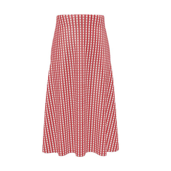 Red Striped Gingham Midi Skirt - Objet D'Art