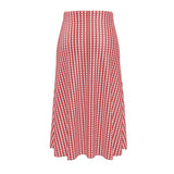 Red Striped Gingham Midi Skirt - Objet D'Art