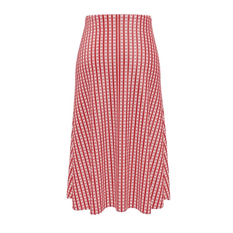 Red Striped Gingham Midi Skirt - Objet D'Art