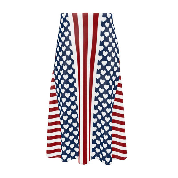 Americana Hearts and Stripes Midi Skirt - Objet D'Art