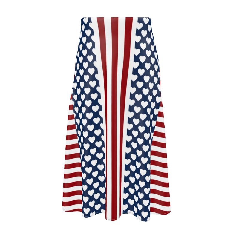 Americana Hearts and Stripes Midi Skirt - Objet D'Art