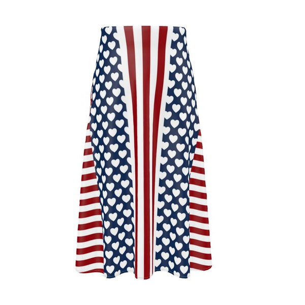 Americana Hearts and Stripes Midi Skirt - Objet D'Art