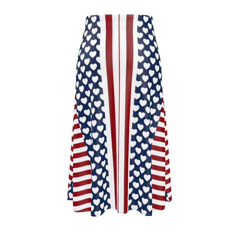 Americana Hearts and Stripes Midi Skirt - Objet D'Art