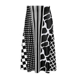Black and White Eclectic Print Midi Skirt - Objet D'Art
