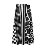 Black and White Eclectic Print Midi Skirt - Objet D'Art