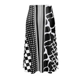 Black and White Eclectic Print Midi Skirt - Objet D'Art