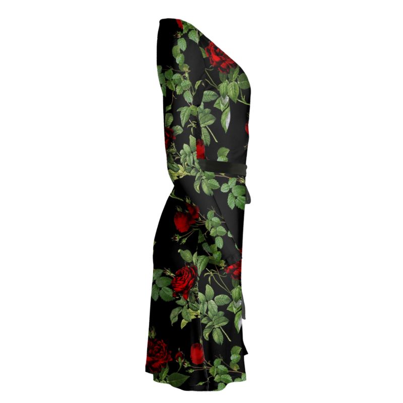 Rose Print Wrap Dress - Objet D'Art