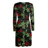Rose Print Wrap Dress - Objet D'Art