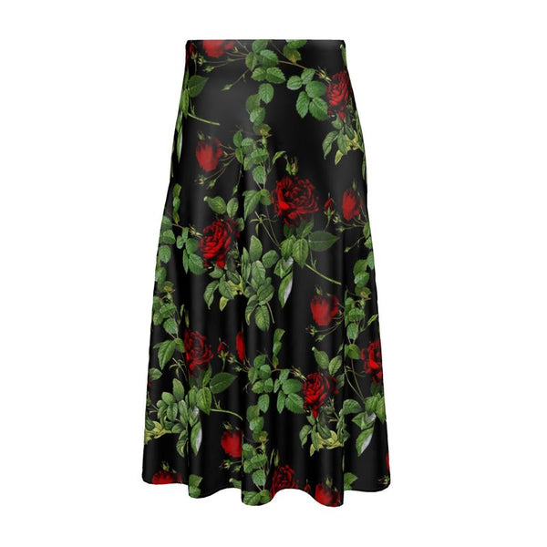 Rose Print Midi Skirt - Objet D'Art