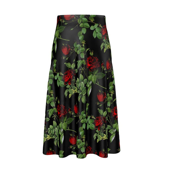 Rose Print Midi Skirt - Objet D'Art