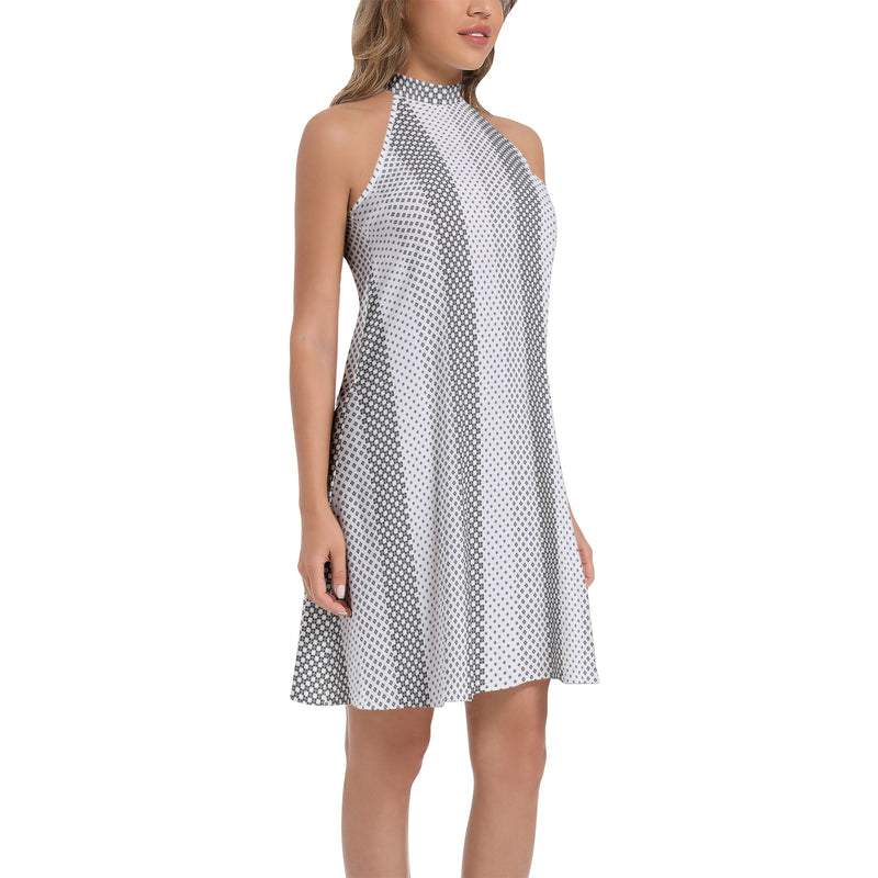 Tie Back Halter Neck Flared Dress - Objet D'Art