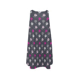 FUCHSIA LIPS POLYGLOT grey hex two tone print 2 Sleeveless A-Line Pocket Dress (Model D57) - Objet D'Art