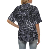 Swirling Ink Hawaiian Shirt for Women - Objet D'Art