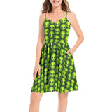 Alien Print Spaghetti Strap Sleeveless Summer Beach Dress - Objet D'Art