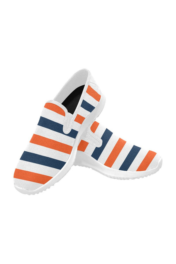 stripesblueorangewhite Orion Slip-on Women's Canvas Sneakers (Model 042) - Objet D'Art