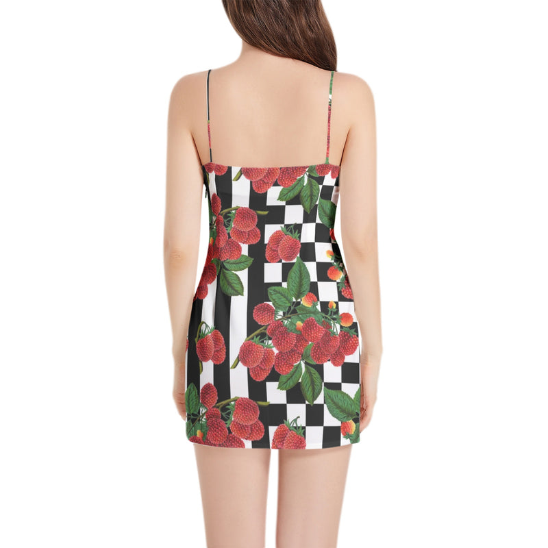 Colossal Raspberry Sleeveless Square Neckline Spaghetti Strap Mini Dress - Objet D'Art